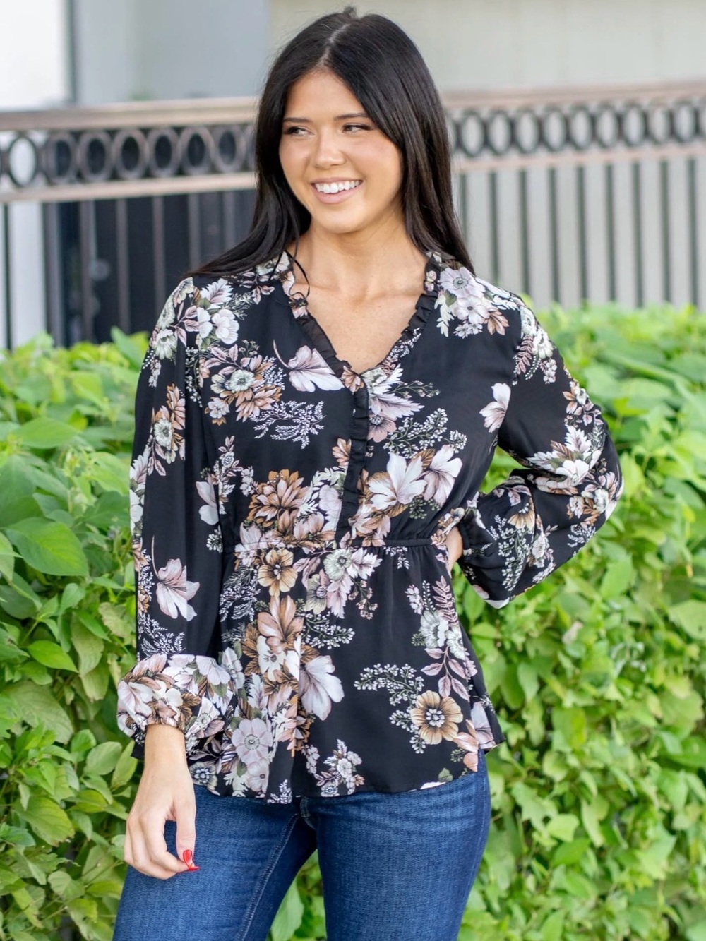 Women’s Black Floral Blouse